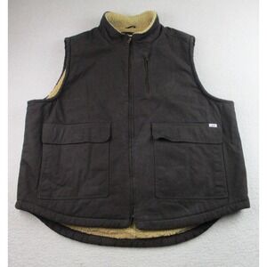 Lee Workwear Vest Mens 2XL Brown Sherpa‎ Lined Canvas Zip Pockets Heavyweight